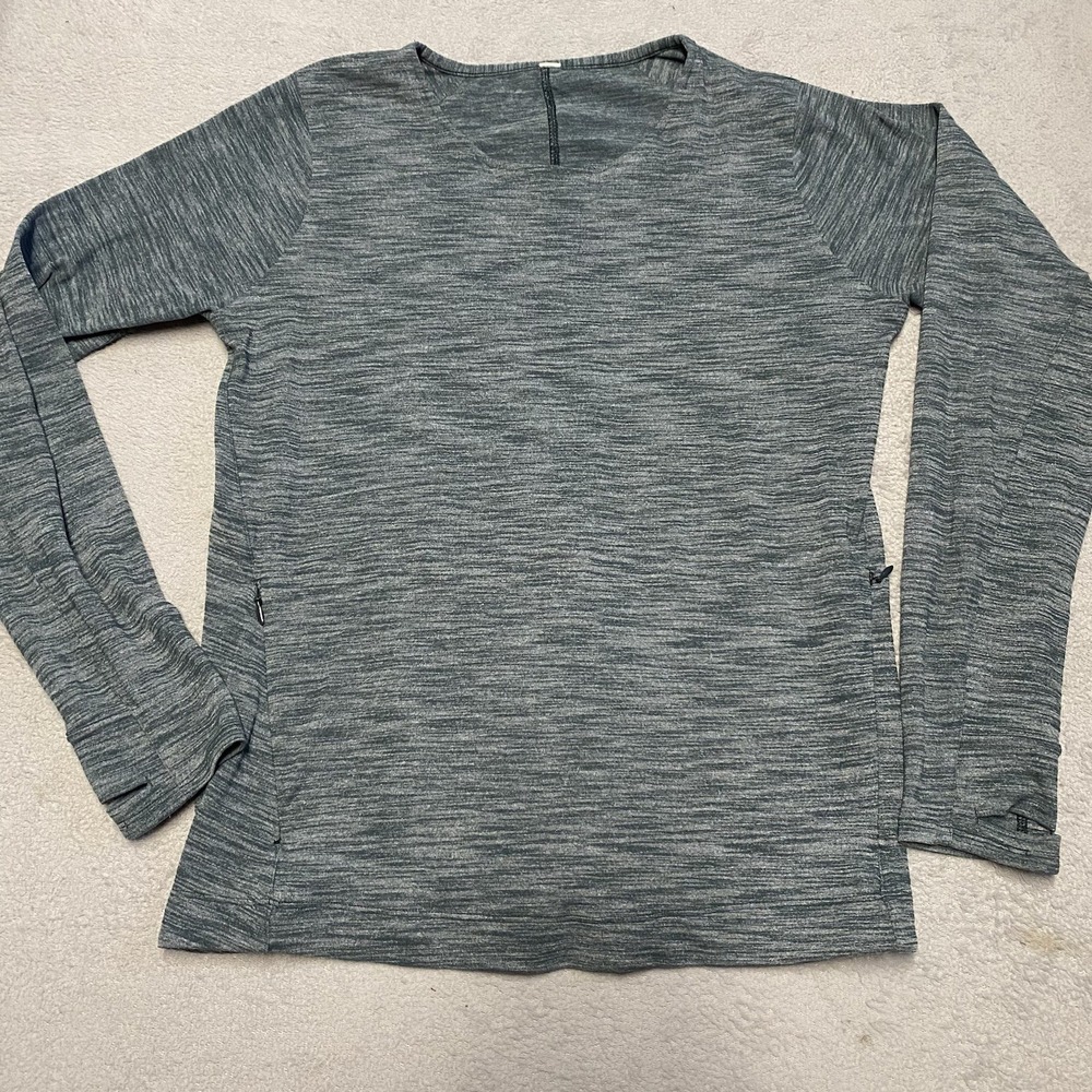 Lululemon &go City Pullover Womens 4 Heathered Green Zip Pocket Thumbhole